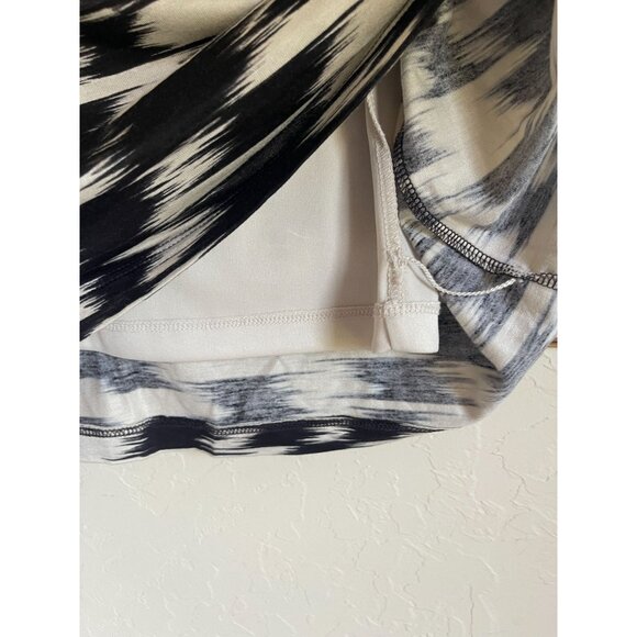 LOFT Size XL Black Cream Brush Strokes Abstract Print Shift Dress Sleeveless Str - Picture 6 of 8